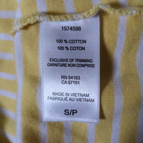 Tommy Hilfiger| Wide Neck Boat Yellow Striped Pull T-Shirt |Size: Small - Picture 6 of 7